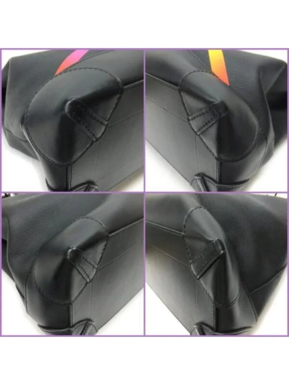 Louis Vuitton Steamer PM Shoulder Bag Taiga Canvas Black Rainbow X